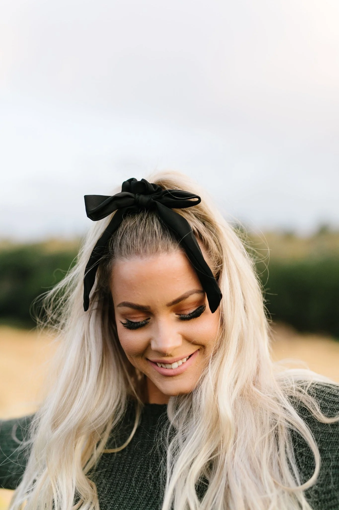 Black Long Bow Scrunchie - Image 3
