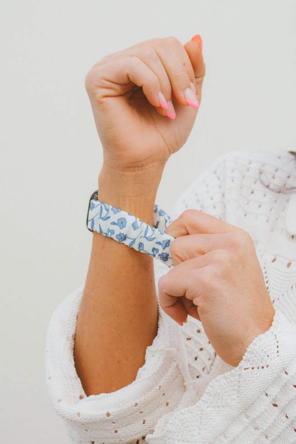 Blue Floral Scrunchie Watch Band