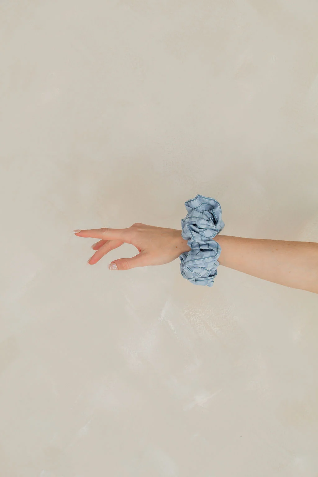 Blue Gingham Jumbo Scrunchie - Image 5