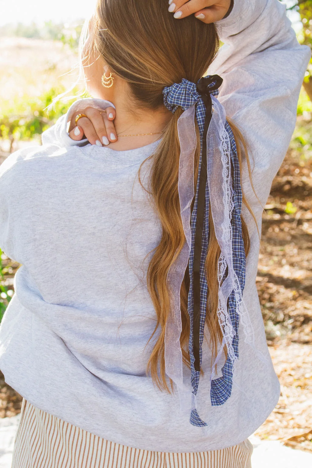 Cascade Gingham Tie Scrunchie - Image 4