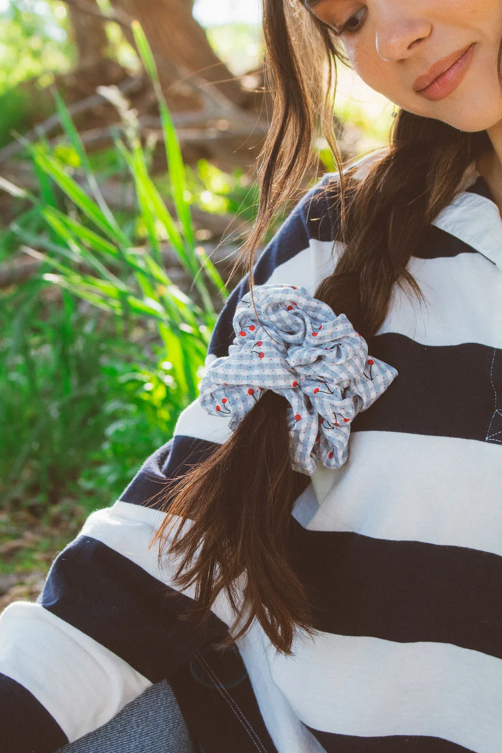 Cherry Gingham Jumbo Scrunchie - Image 4