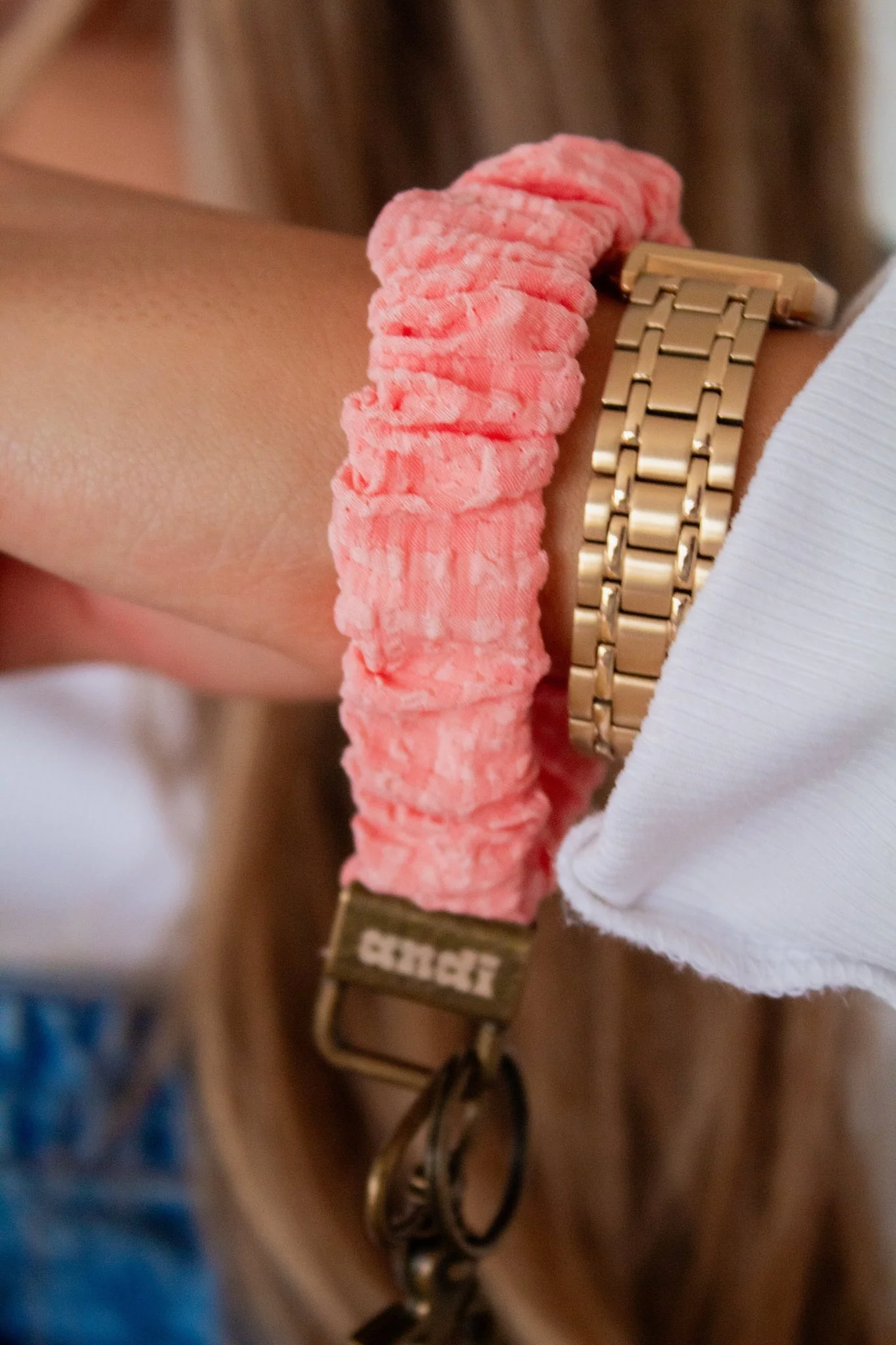 Coral Gingham Keychain - Image 3