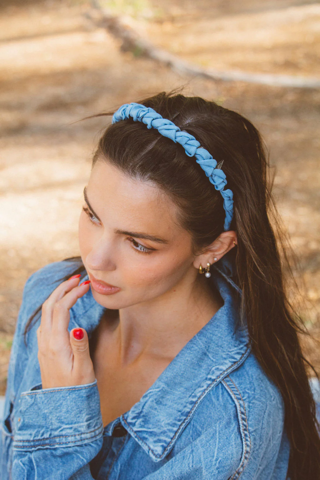 Denim Wrapped Wide Tooth Hard Headband
