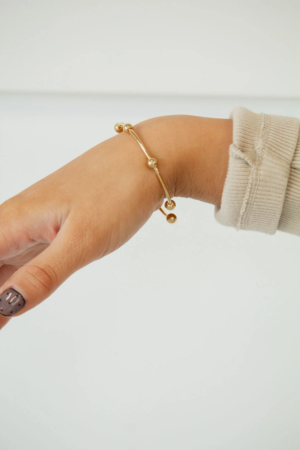 Gold Balled Bracelet Cuff - Image 4