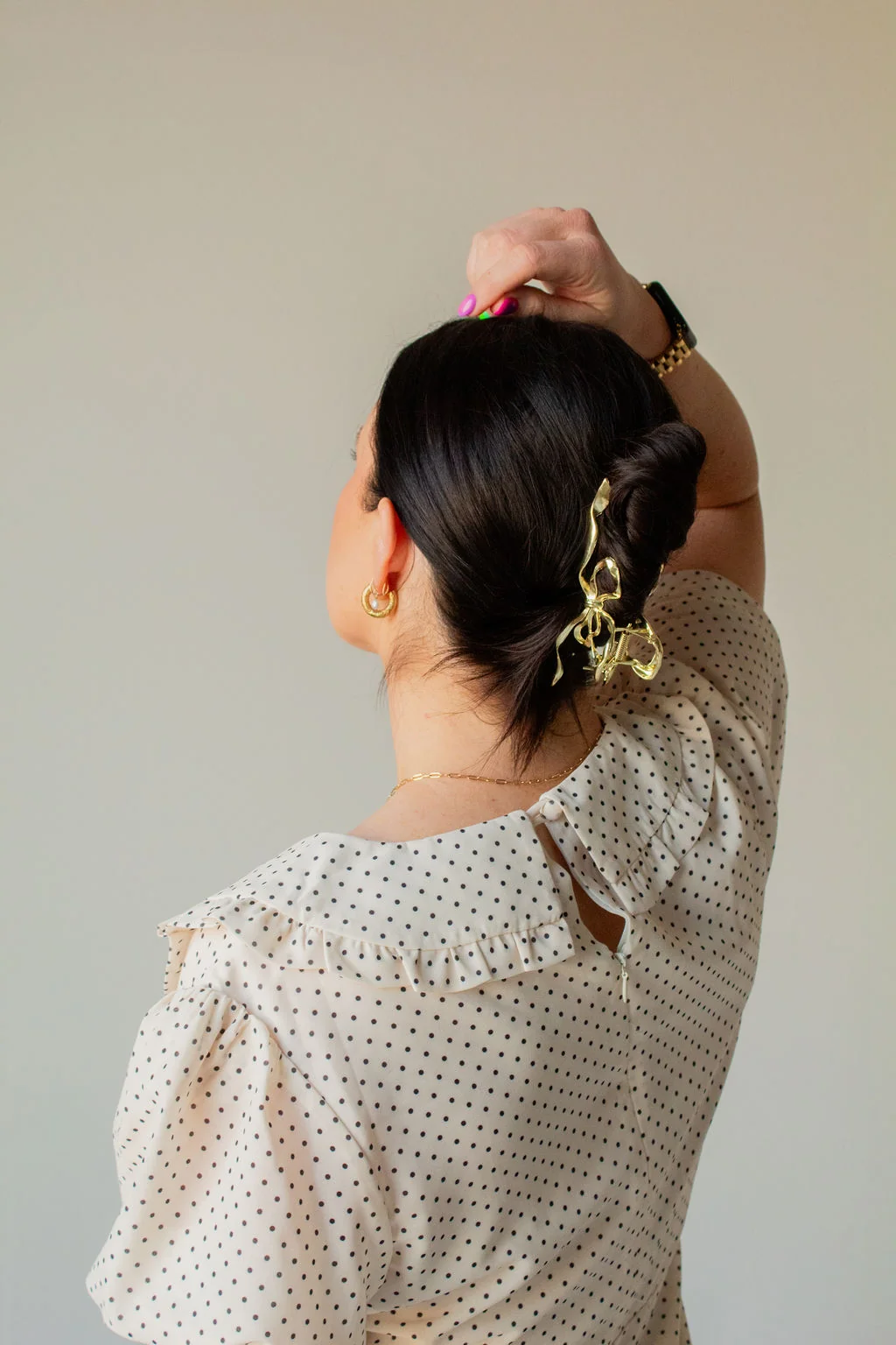 Gold Bow Squiggle Claw Clip - Image 5