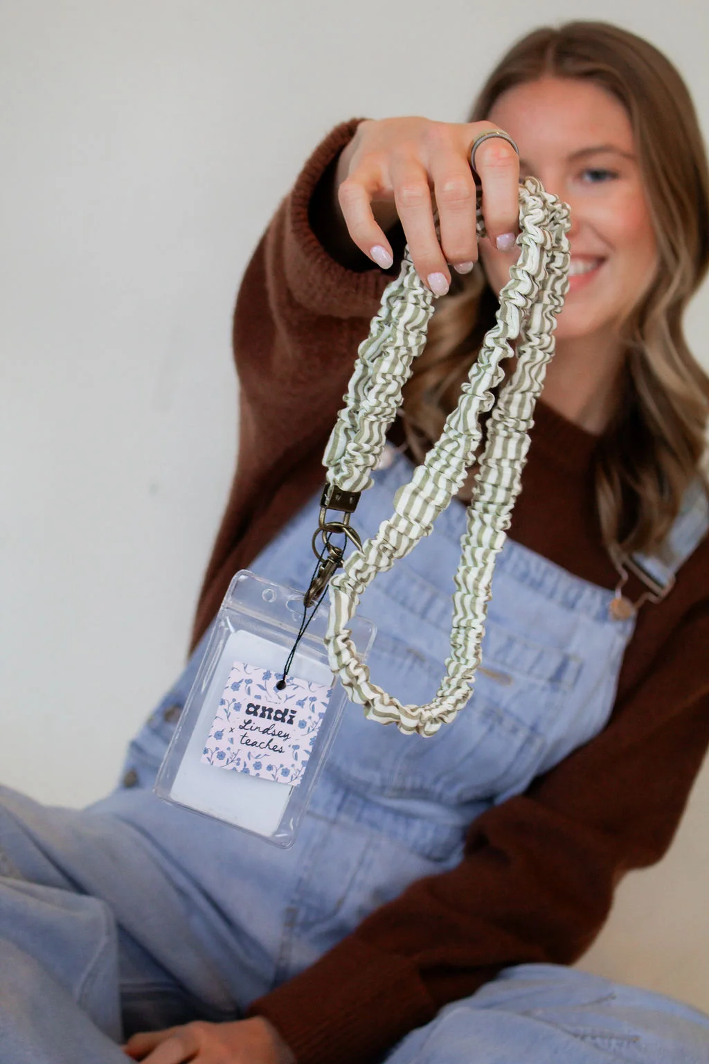 Green Striped Lanyard