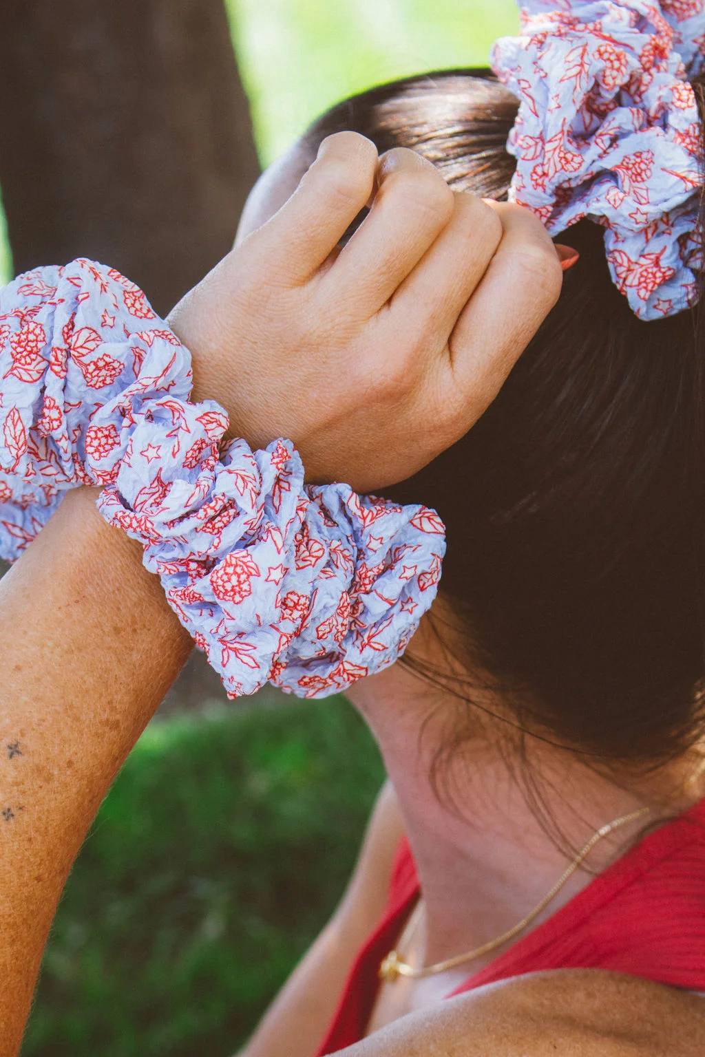 Hydrangea Floral Jumbo Scrunchie - Image 5