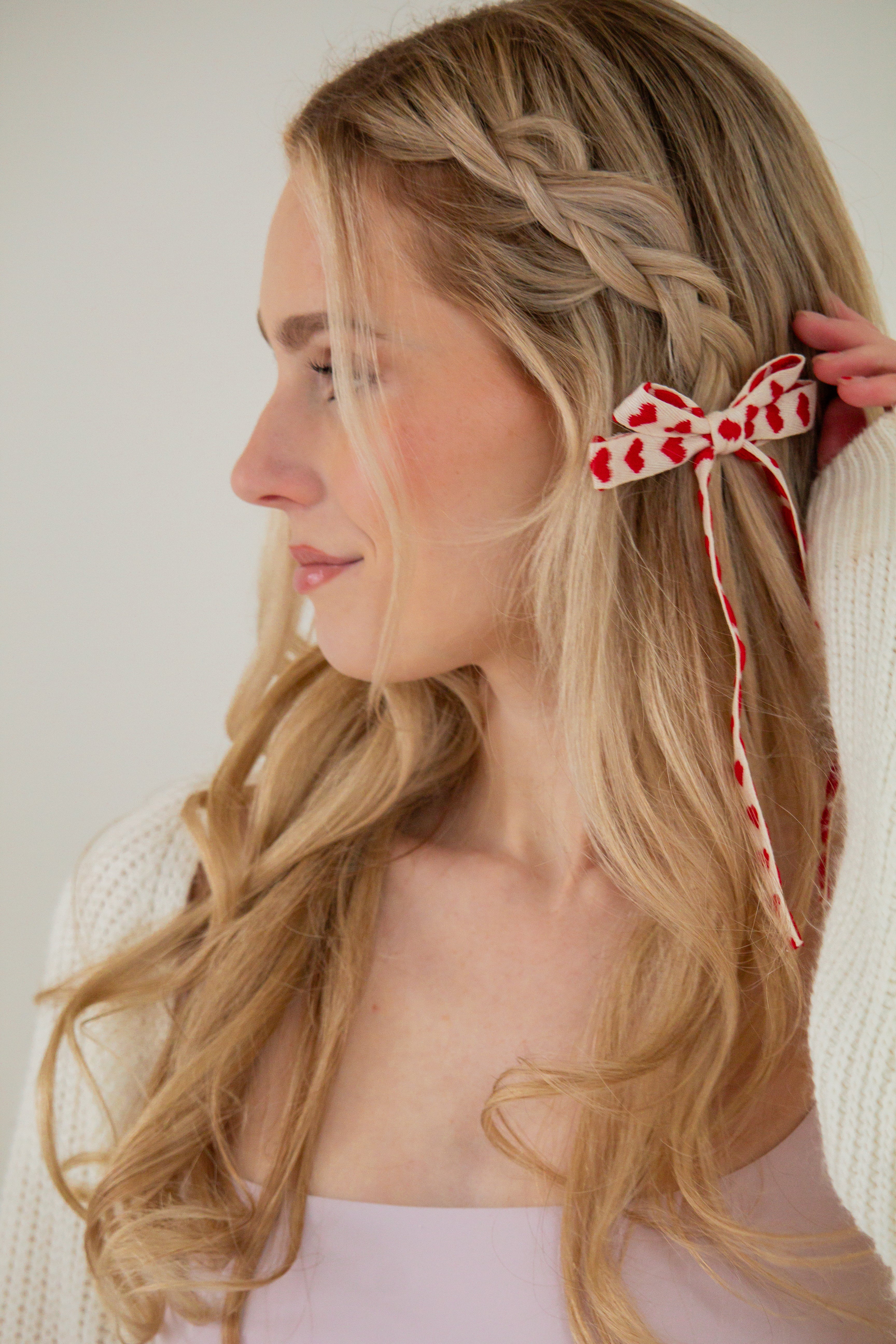 Knit Heart Bow Barrette - Image 3