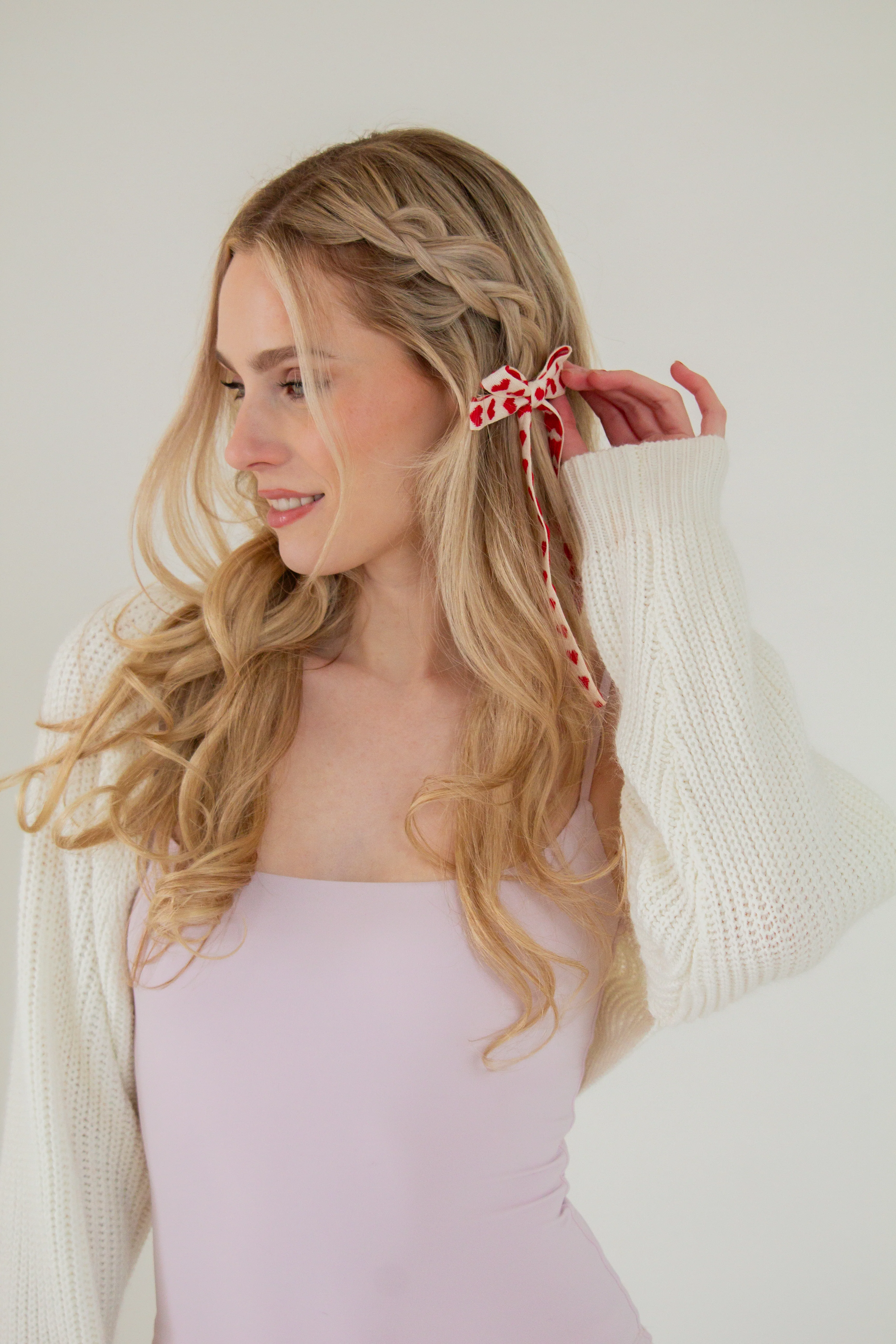 Knit Heart Bow Barrette - Image 4
