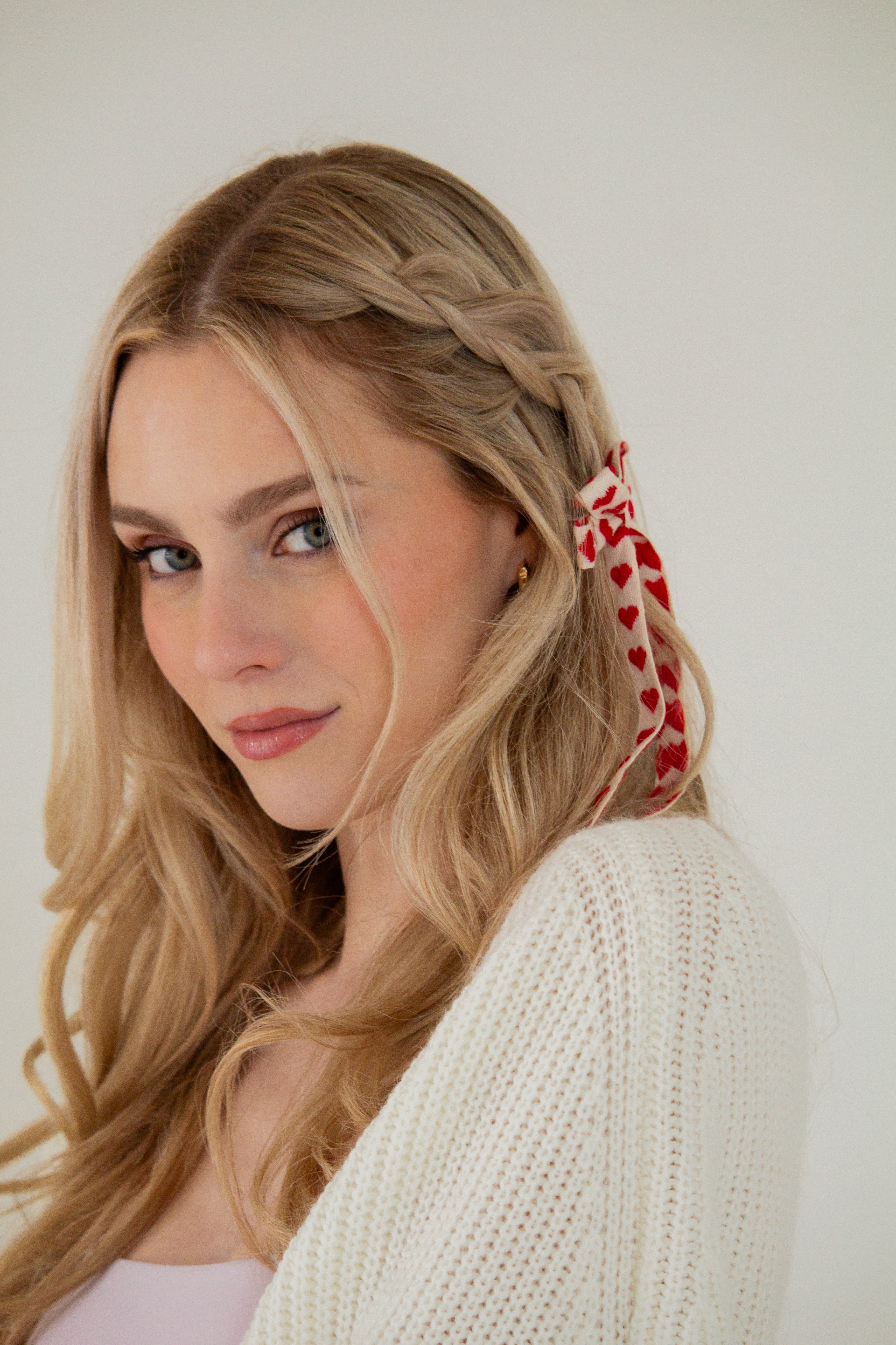 Knit Heart Bow Barrette - Image 5