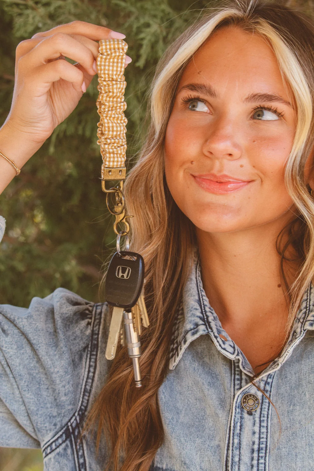 Mustard Gingham Keychain - Image 2