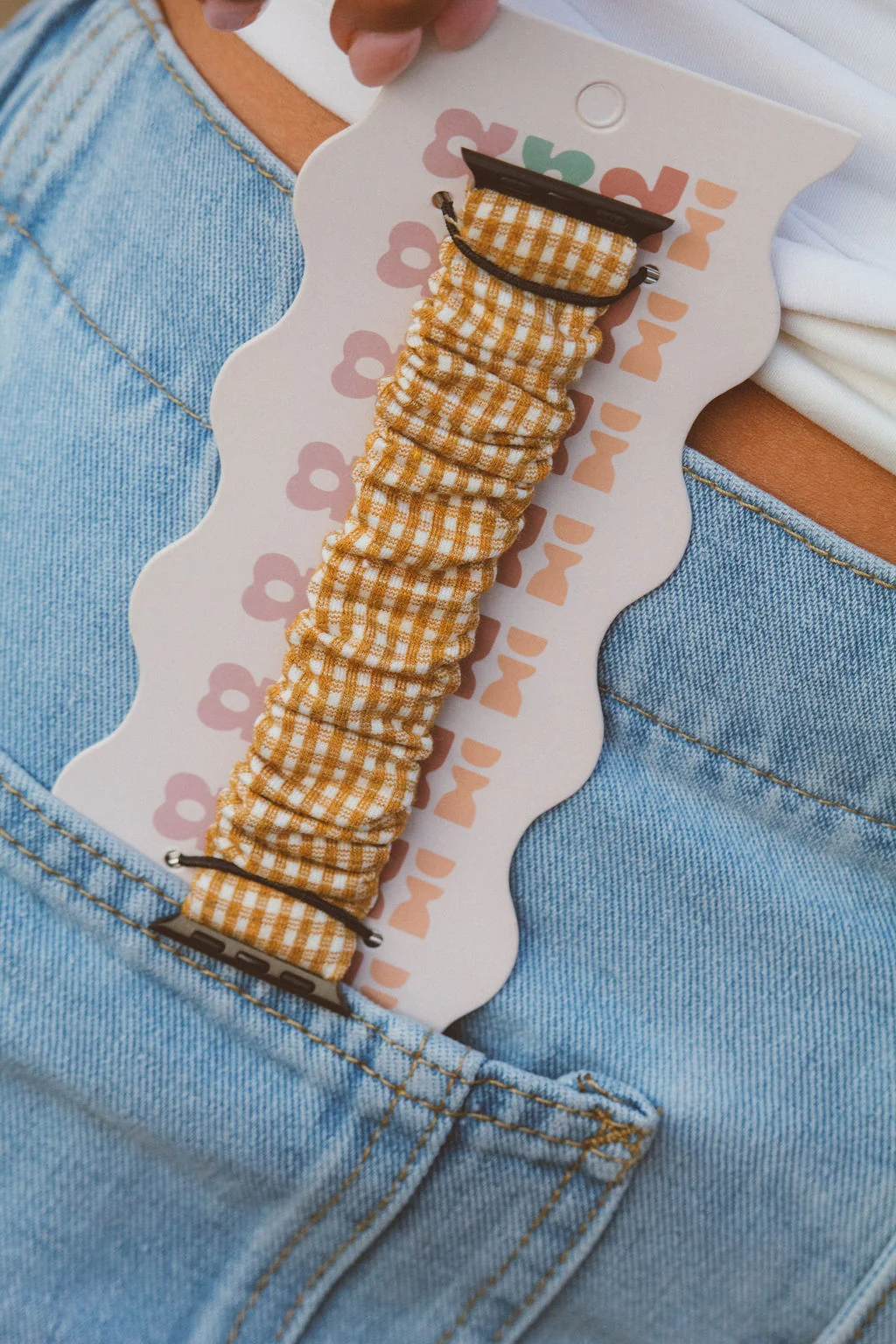 Mustard Gingham Watch Band - Image 2