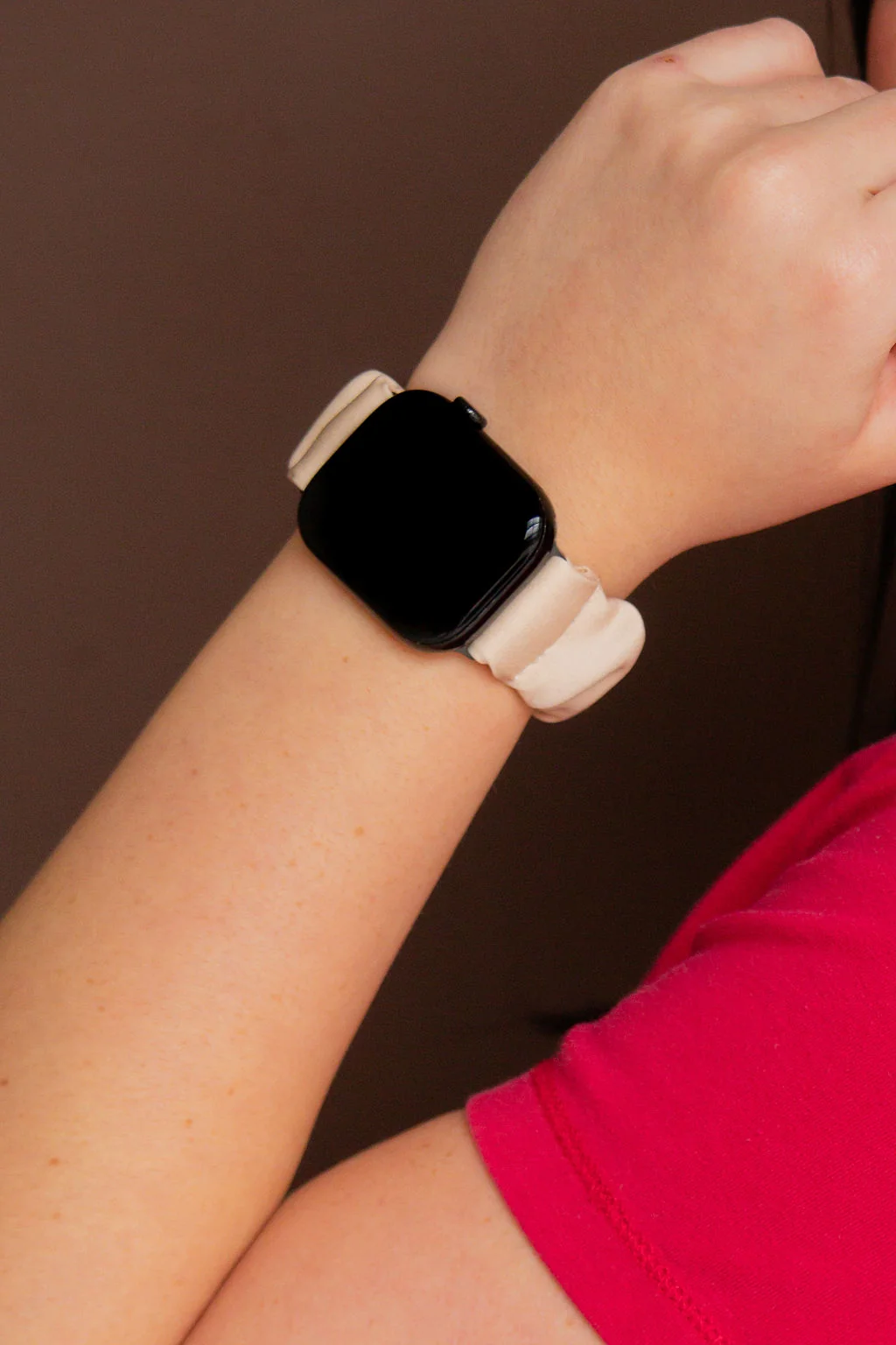 Oat Milk Luxe Scrunchie Band Compatible with Apple Watch - Image 5