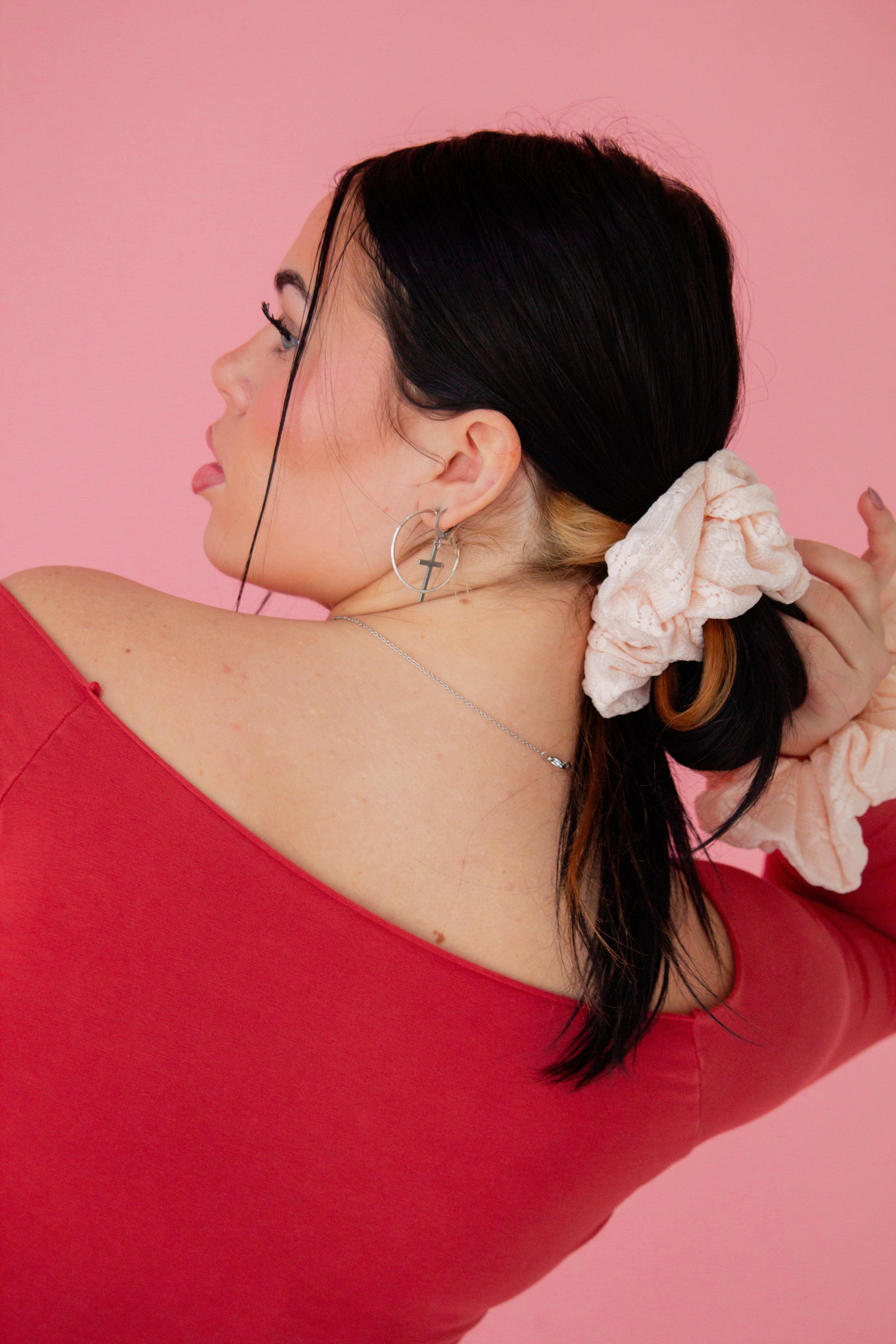 Pink Eyelet Jumbo Scrunchie