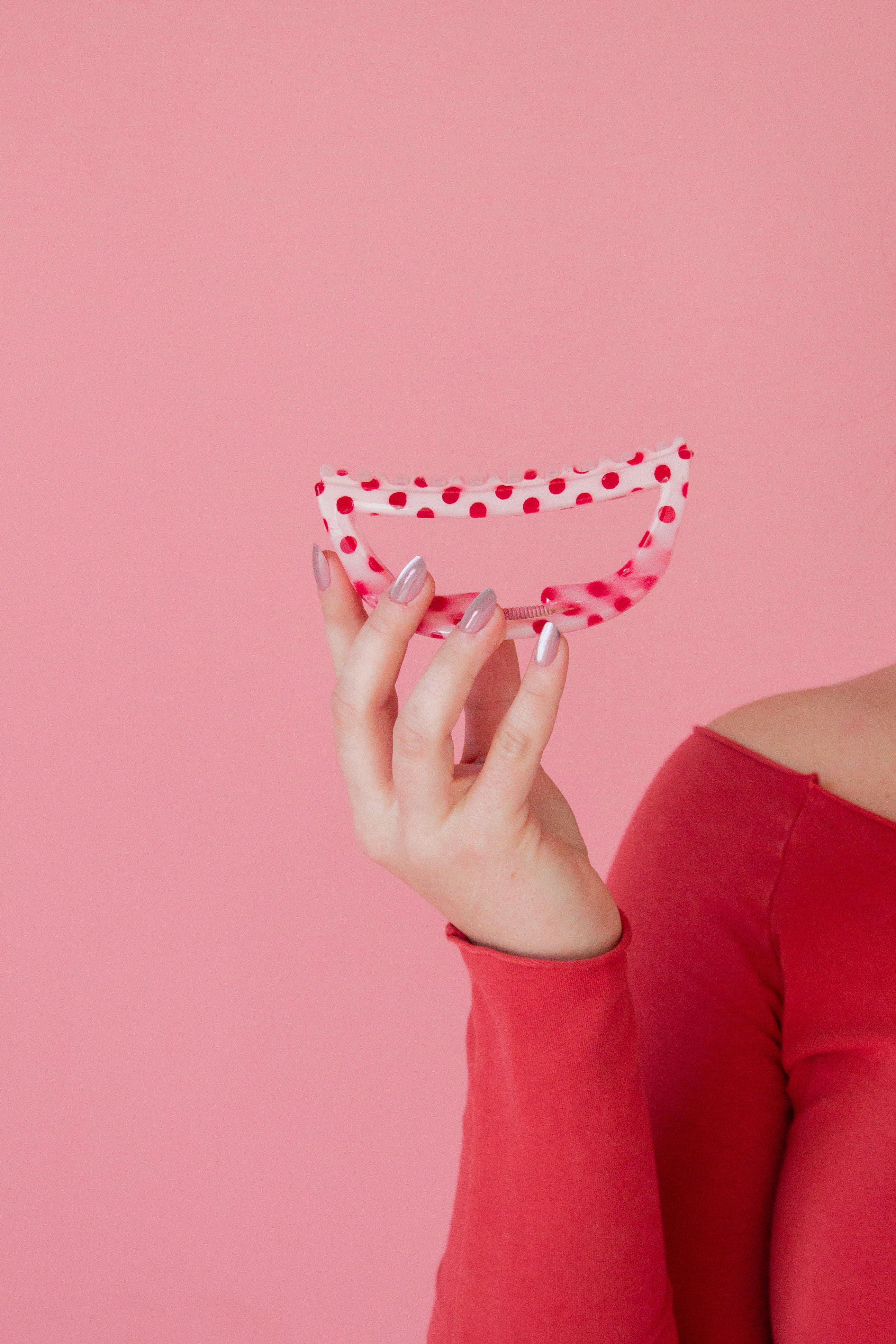 Pink & Red Polka Claw Clip - Image 2