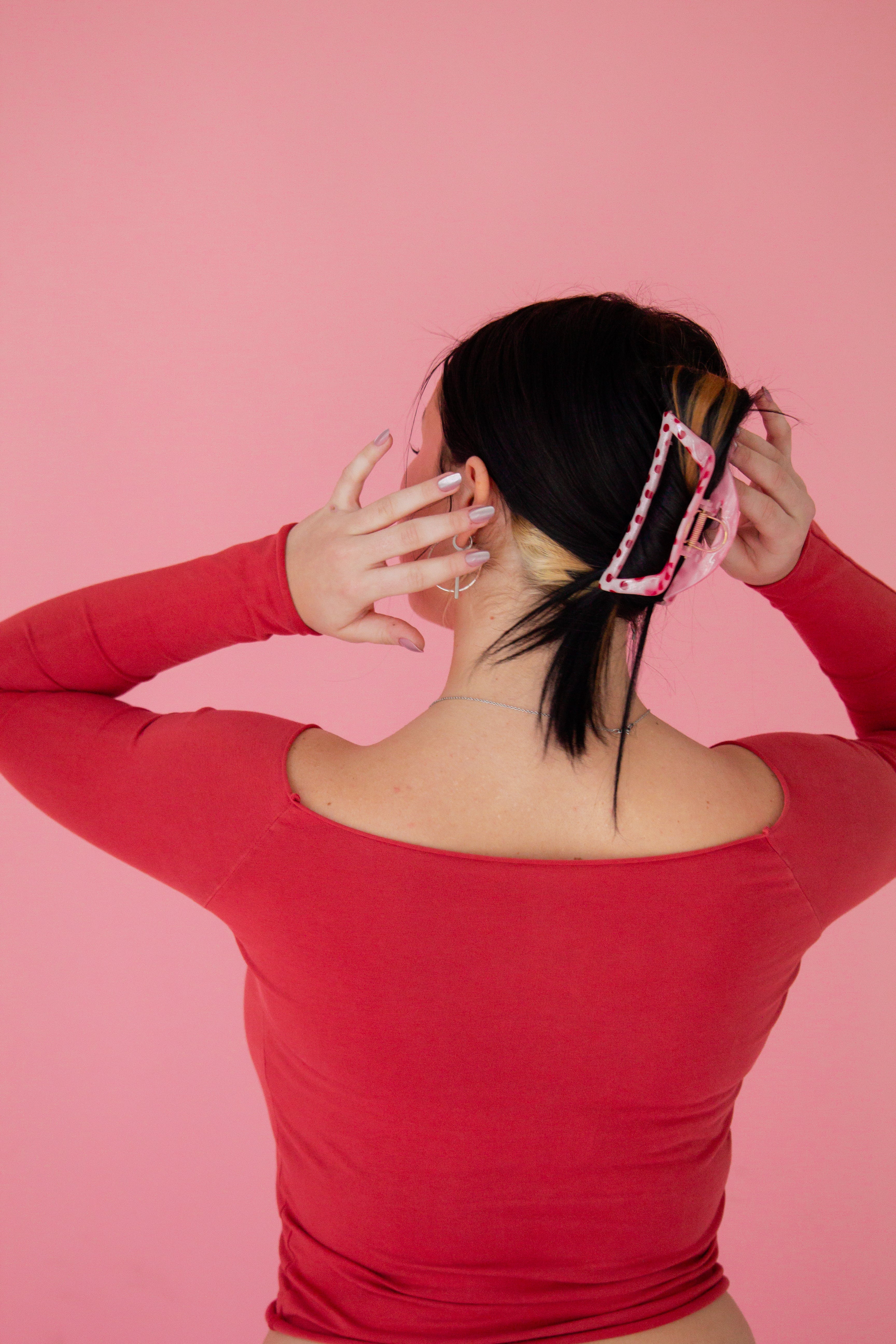 Pink & Red Polka Claw Clip - Image 3