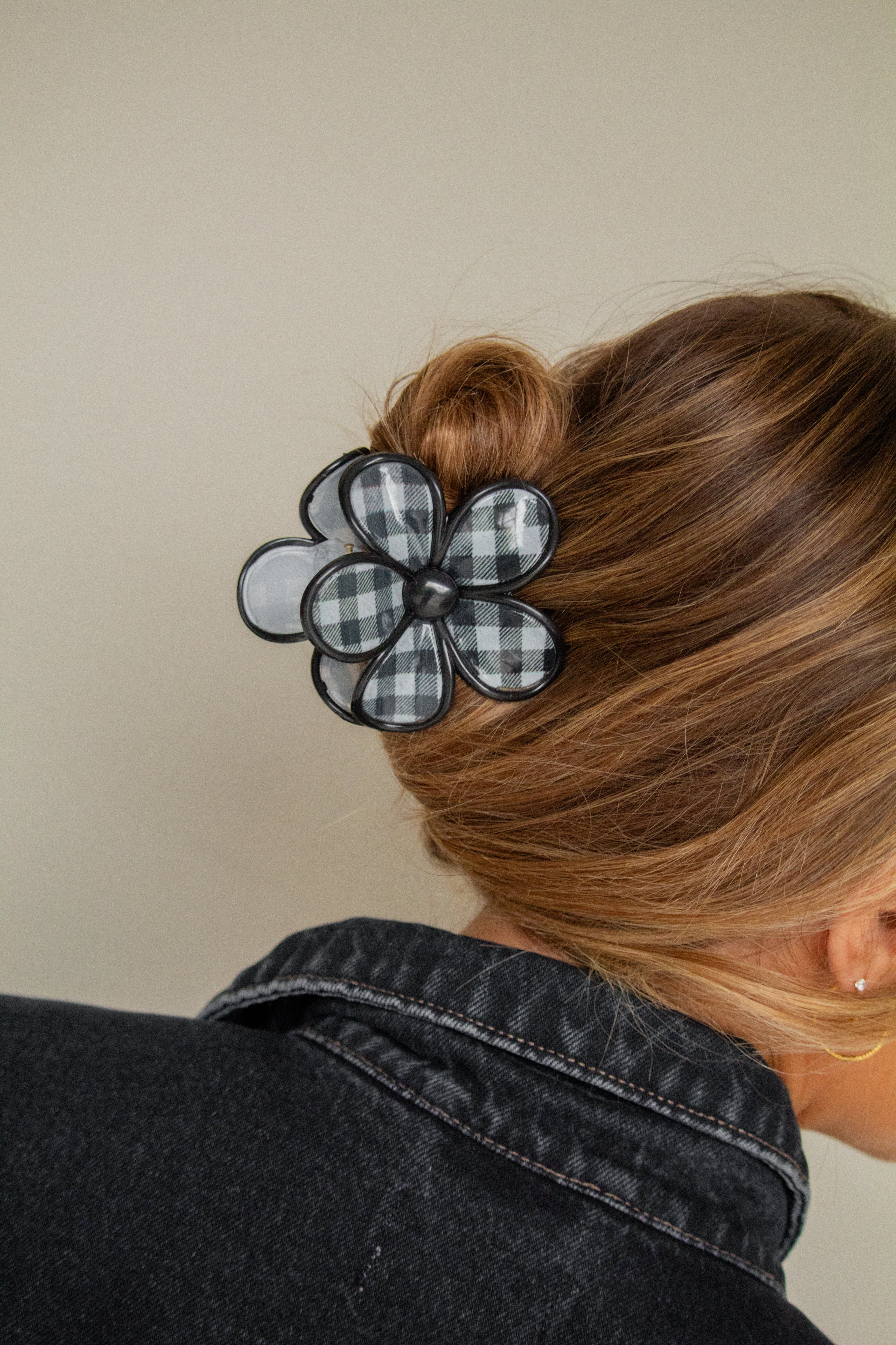 Plaid Flower Claw Clip - Image 3