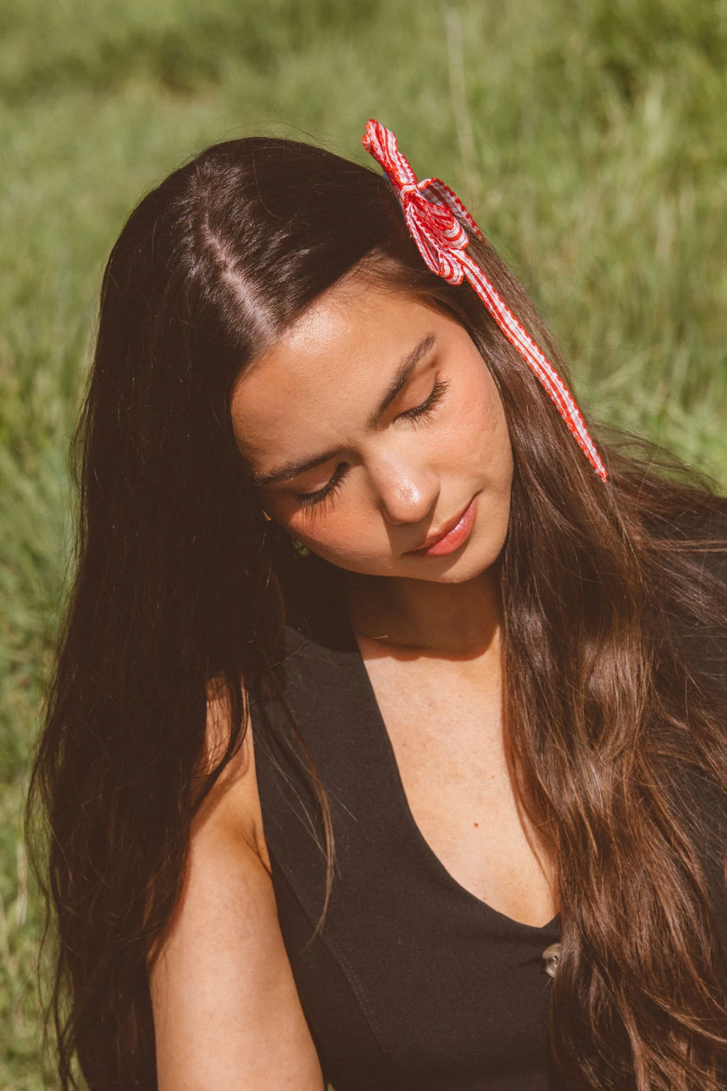 Red Gingham Bow Clip - Image 4