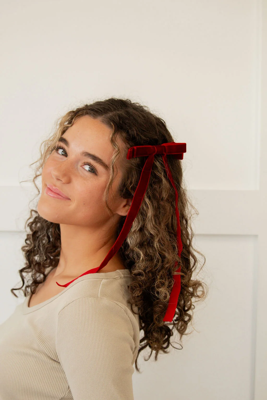 Red Velvet Double Bow Clip - Image 4