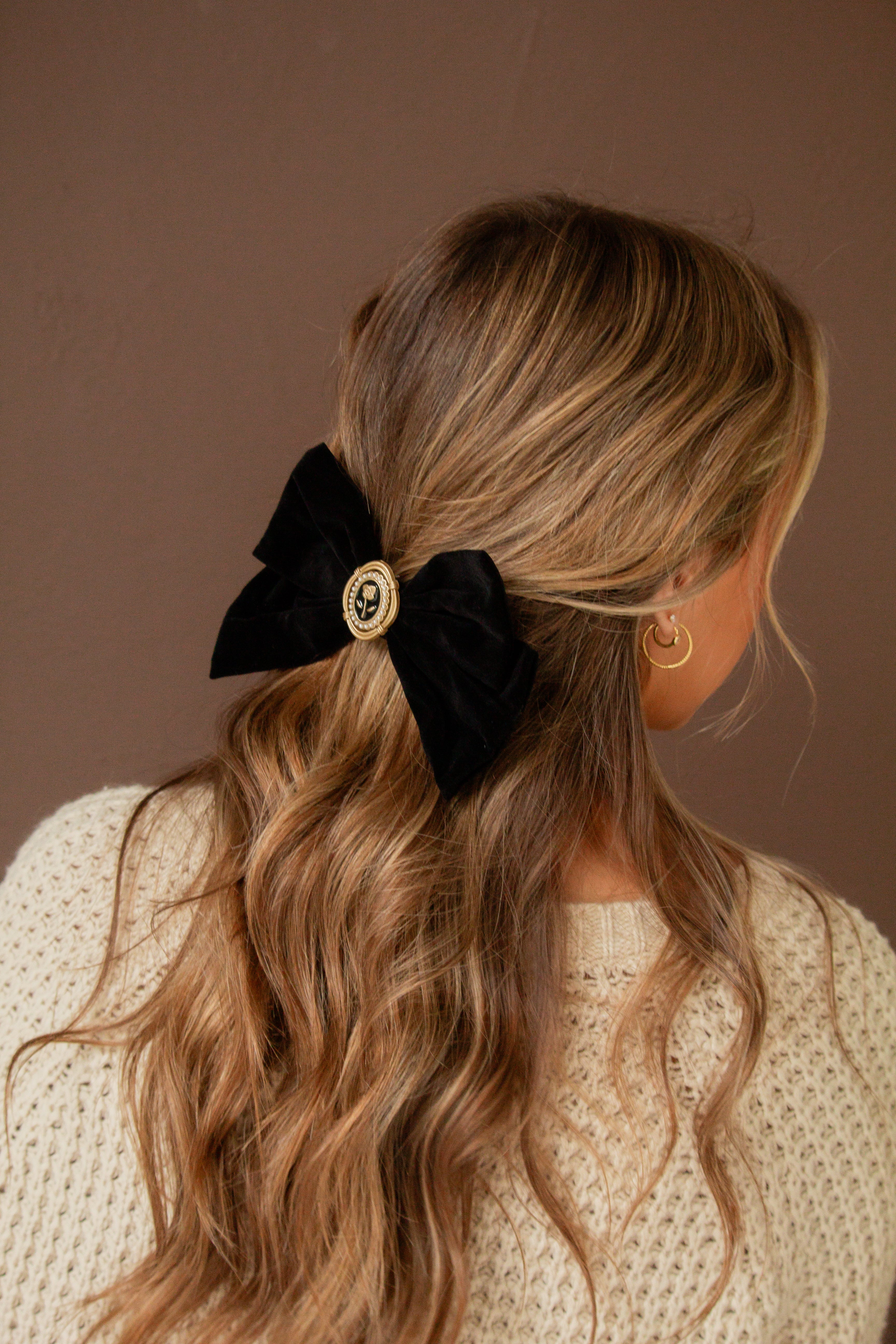Rose Pendant Bow Barrette - Image 4