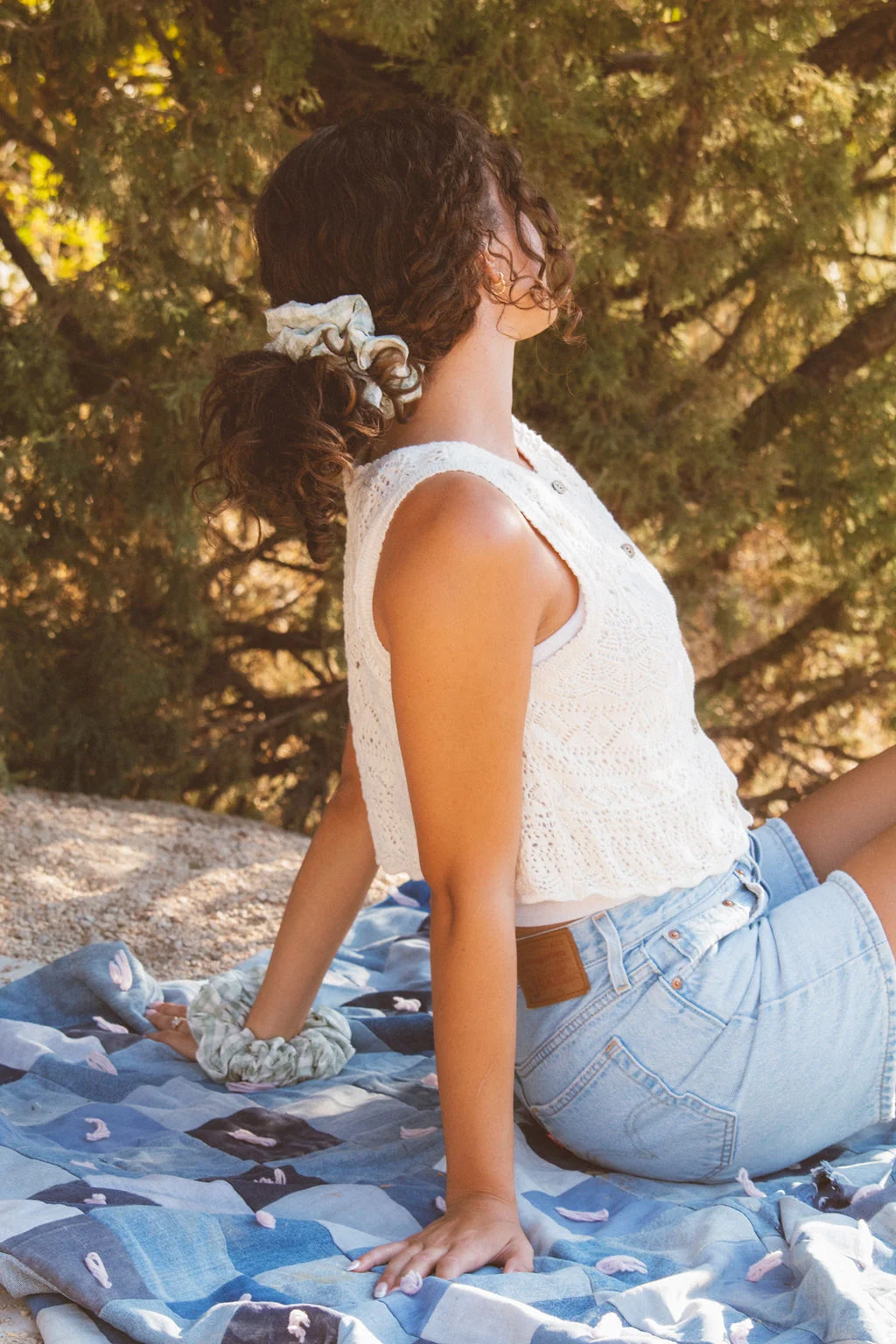 Sage Gingham Jumbo Scrunchie - Image 3