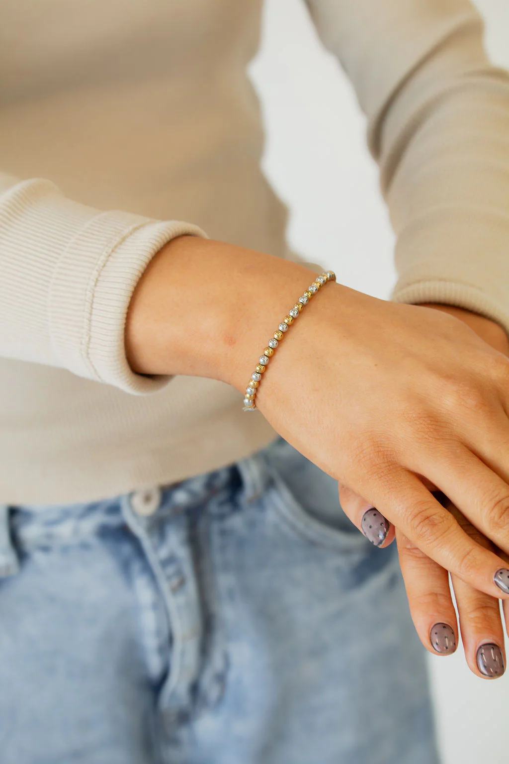 Silver & Gold Beaded Bracelet