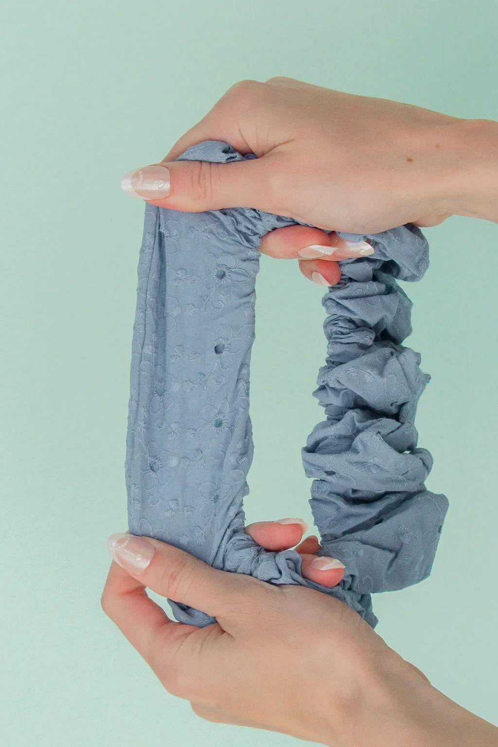 Slate Blue Eyelet Jumbo Scrunchie - Image 5