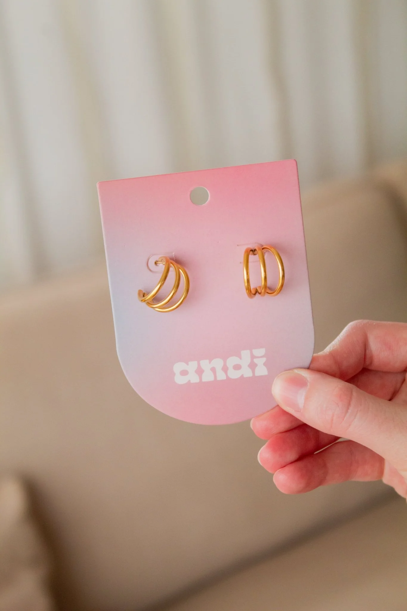 Tri-Split Half Hoop Earrings - Image 2